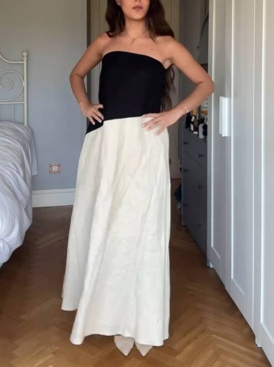 Contrast Color Stitching Tube Top Dress