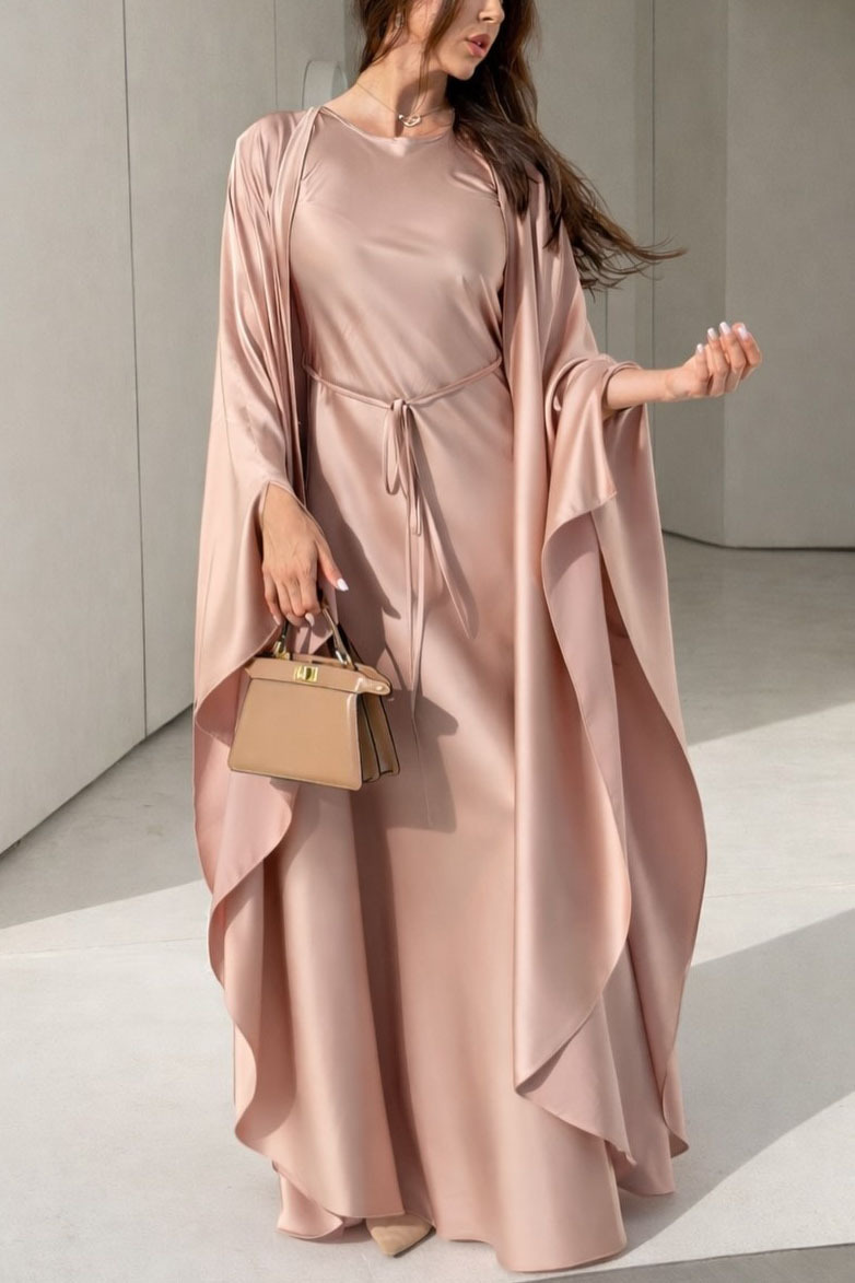 Short Sleeve Maxi Dress Shawl Set