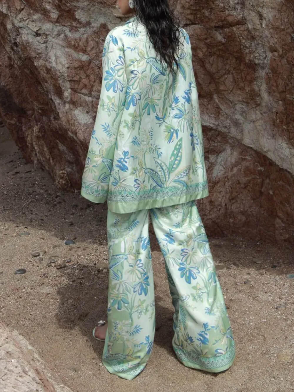Fresh Bloom Flowy Floral Print Bell Sleeve Button-Up Shirt