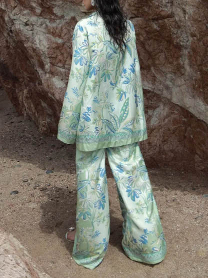 Fresh Bloom Flowy Floral Print Bell Sleeve Button-Up Shirt