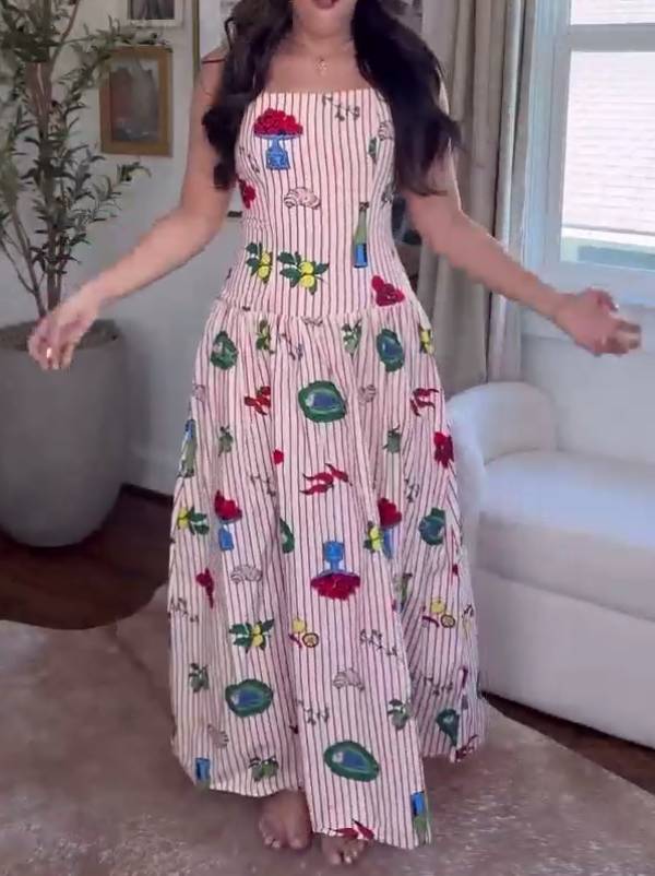 Unique Printed Sling Dress