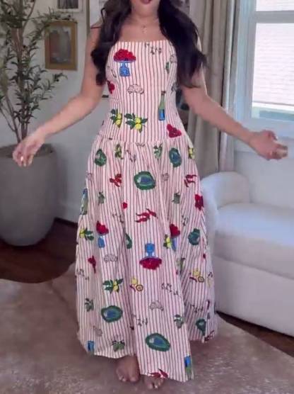 Unique Printed Sling Dress