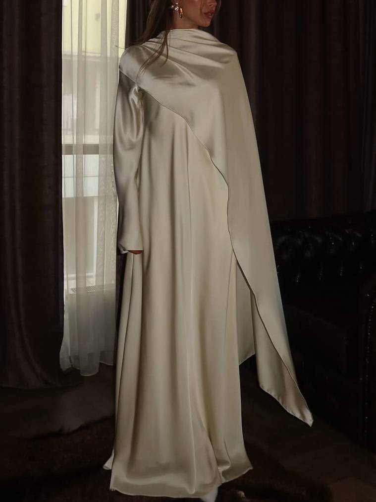 Slanted Hem Scraf Design Maxi Dress