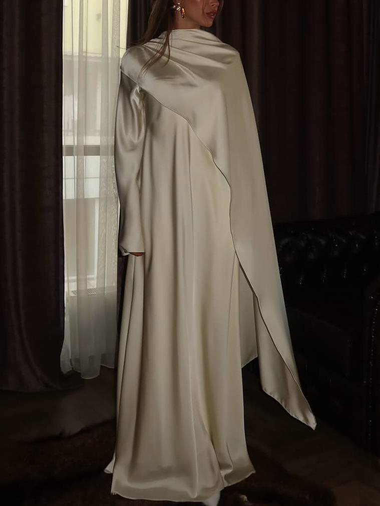 Slanted Hem Scraf Design Maxi Dress