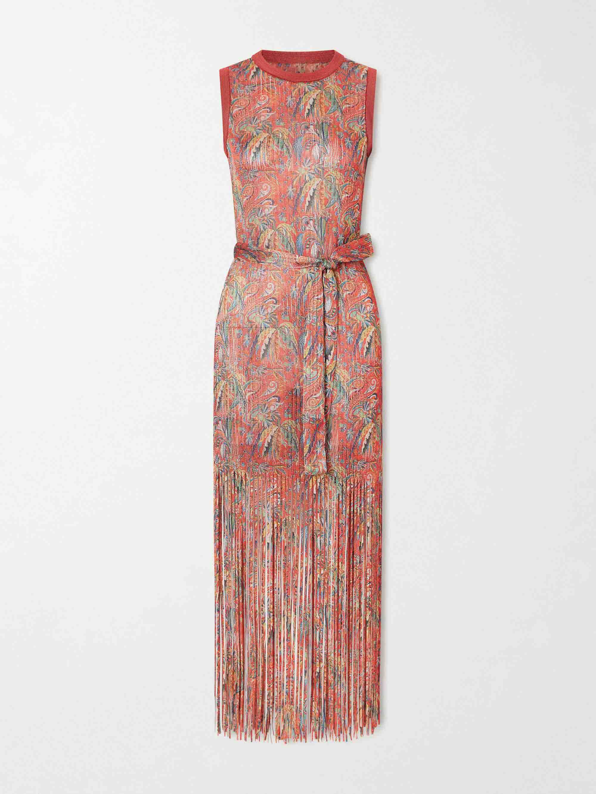 Retro Paisley Fringe Maxi Dress