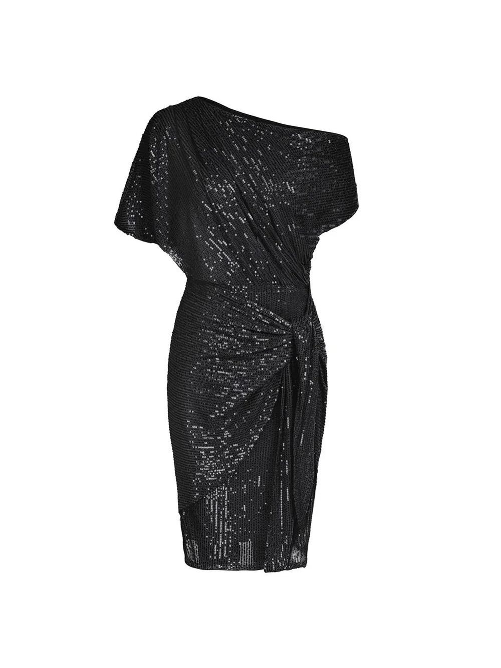 Elegant Sequined Asymmetrical Off-the-shoulder Mini Dress
