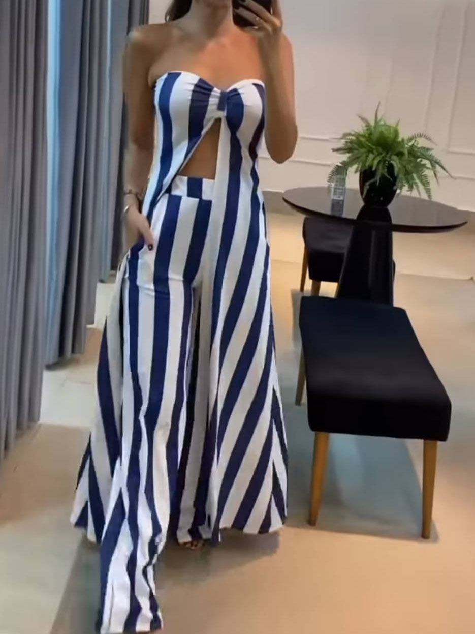 Classic Striped Wide-Leg Pants