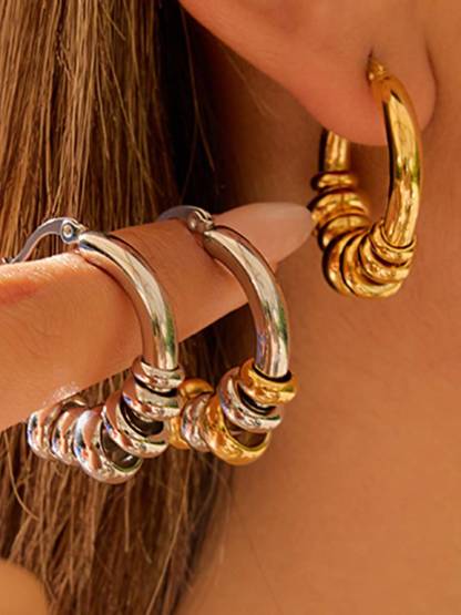 Minimalist Circle Two-Tone Earrings