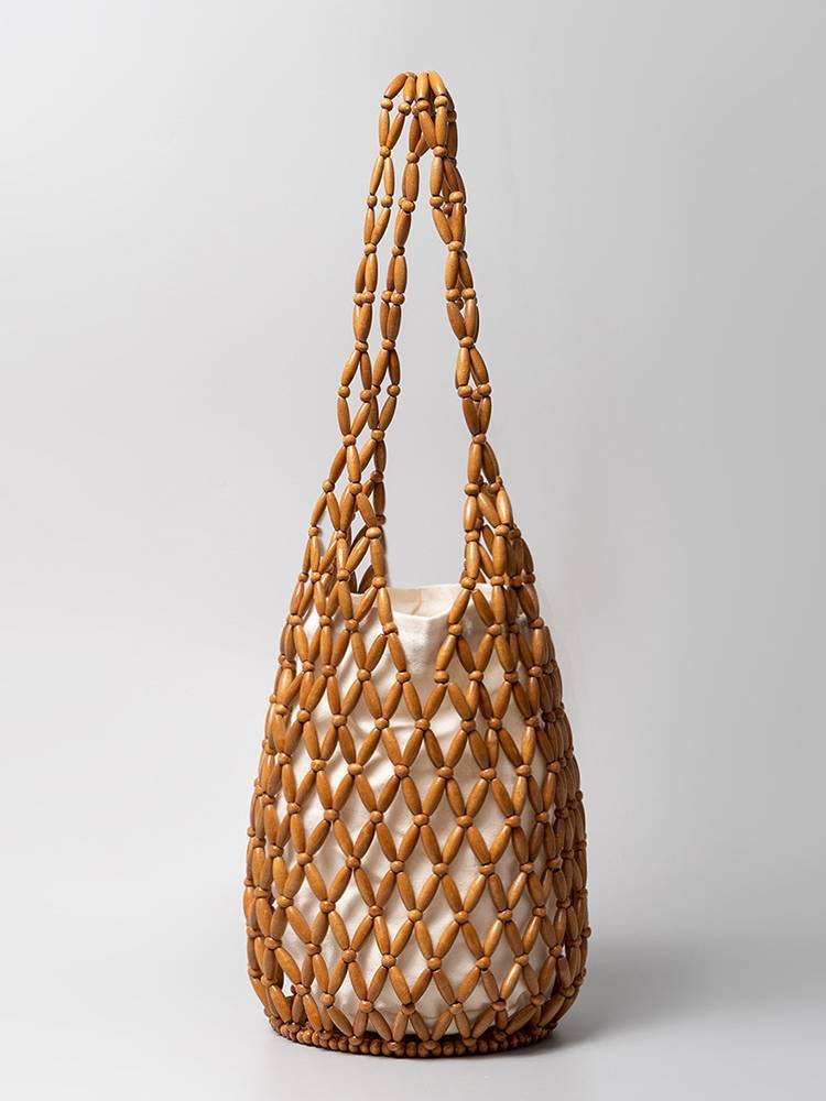 Hollow Woven Bucket Bag