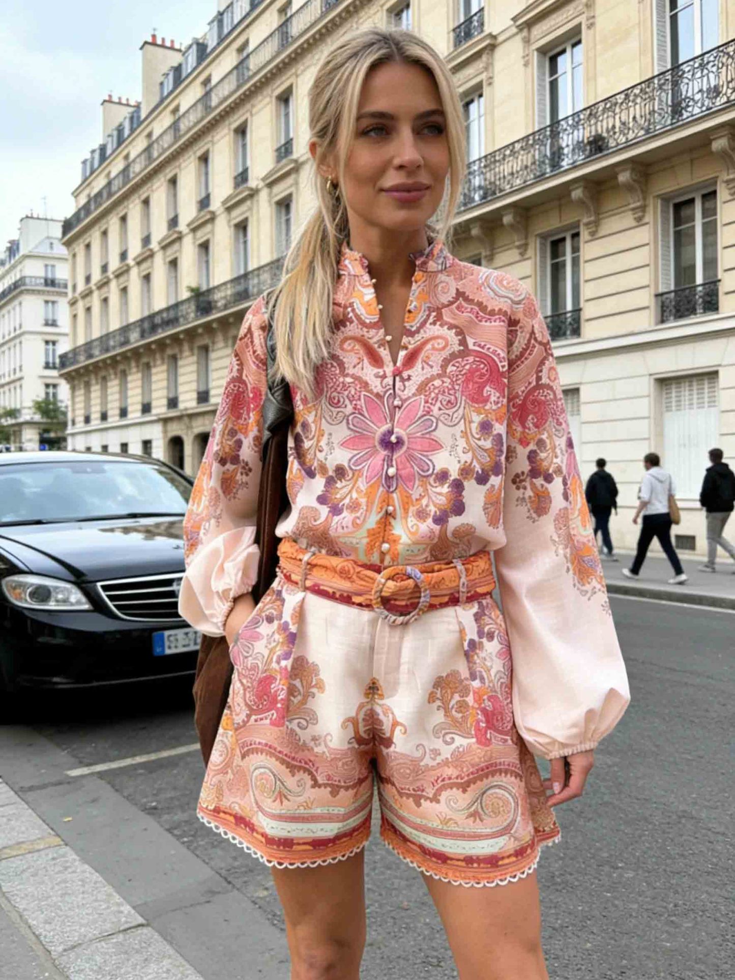 Resort Retro Paisley Print Shorts Two-Piece Set