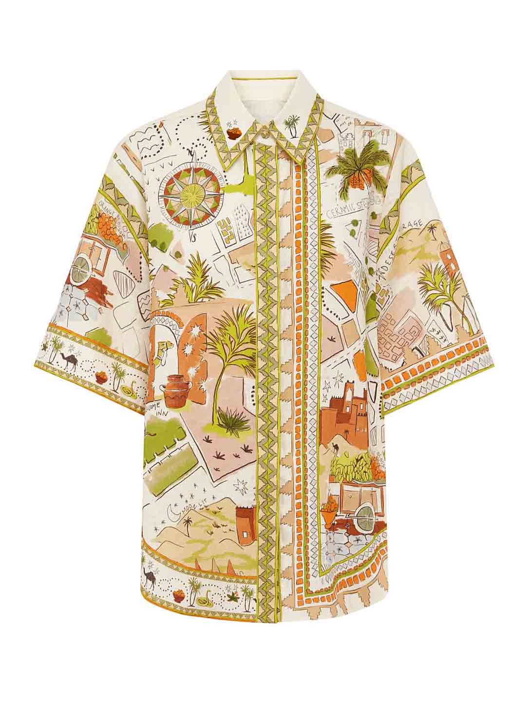 Bohemian Artistic Print Shirt & Shorts Two-Piece Set