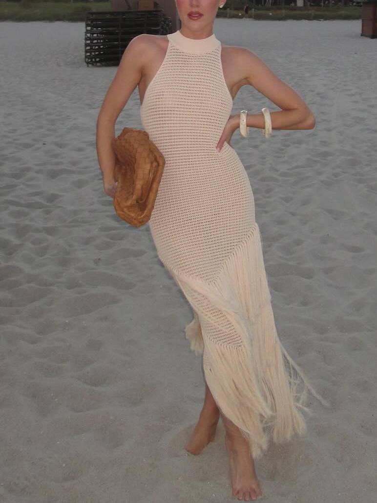 Knitted Tassel Hem Dress
