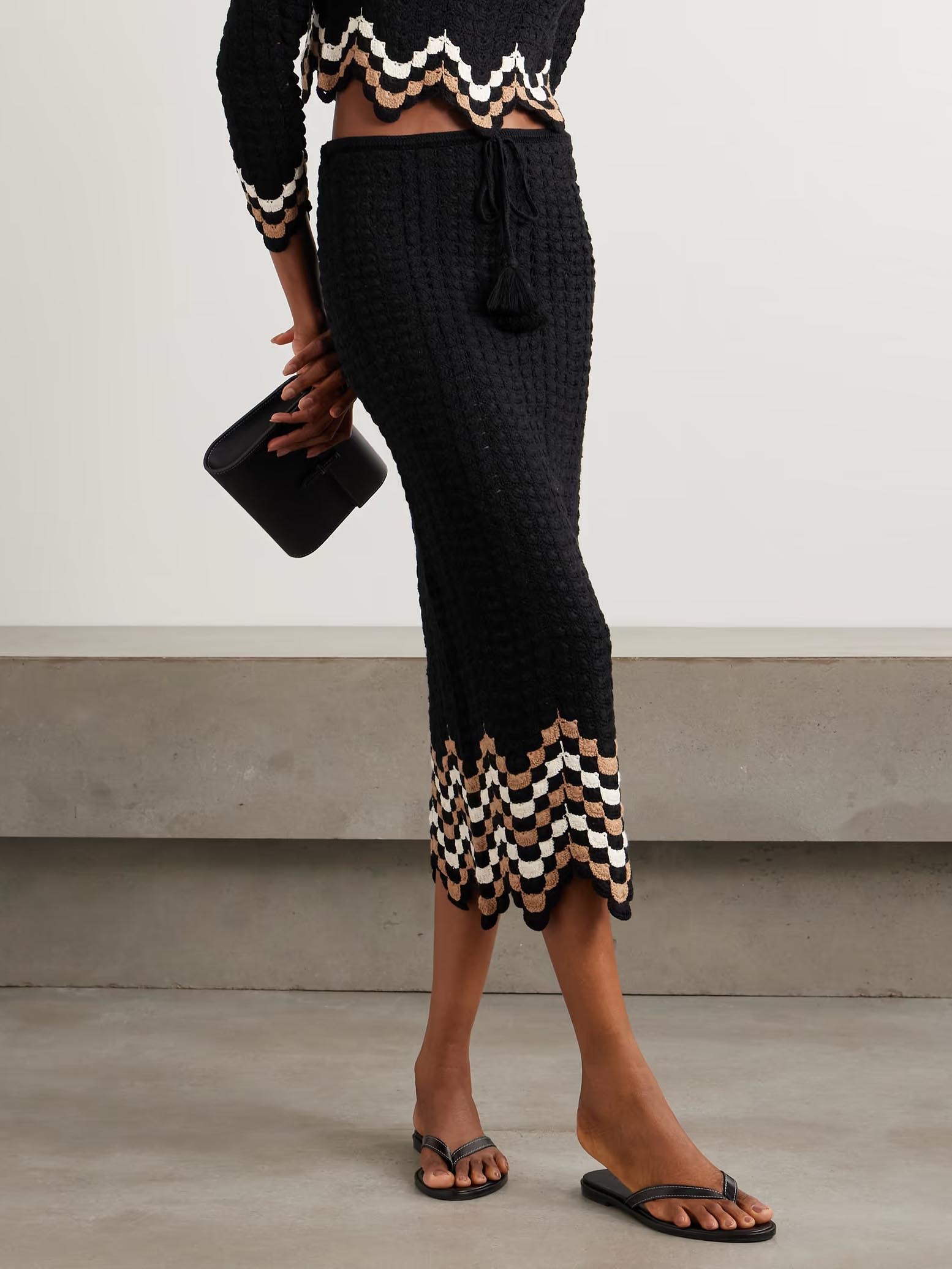 Exquisite Crochet Scalloped Midi Skirt