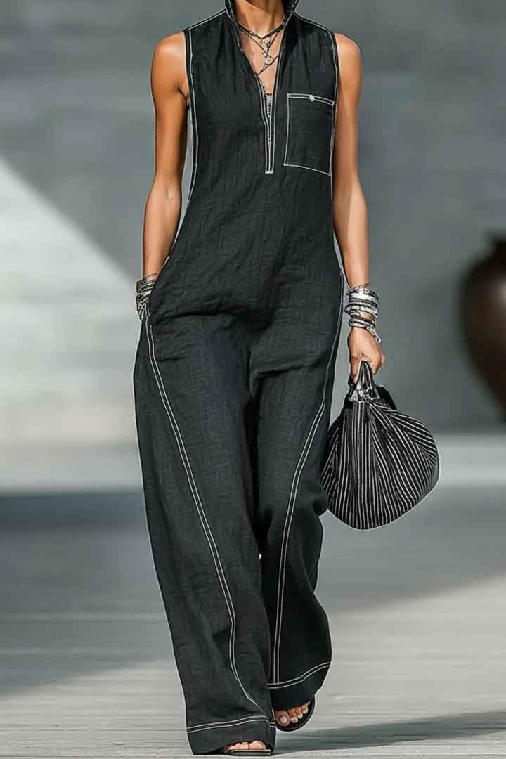 Holiday Style Color Contrast Jumpsuit