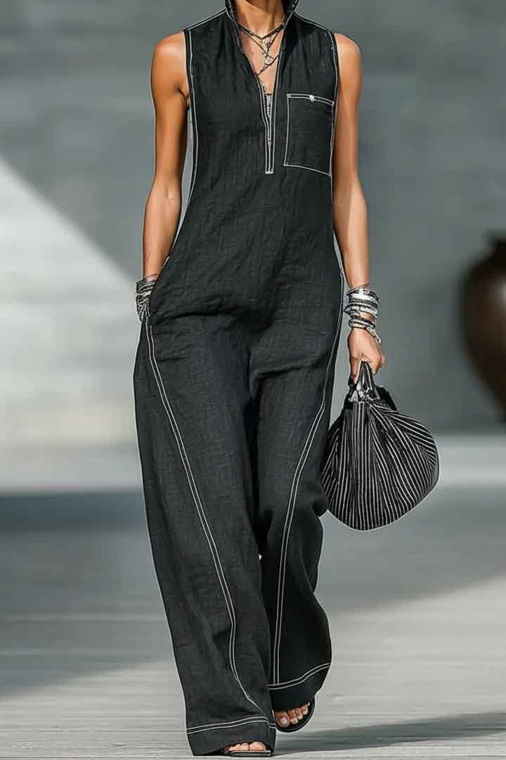 Holiday Style Color Contrast Jumpsuit