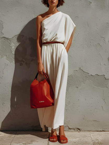 Slant Shoulder Design Dress