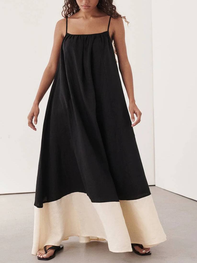 Color Matching Sling Maxi Dress