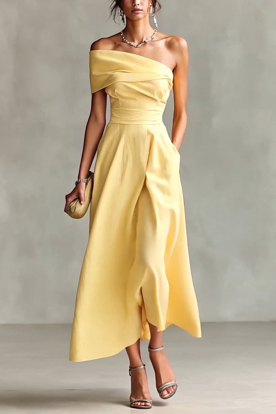 Off-shoulder High-waisted Dress