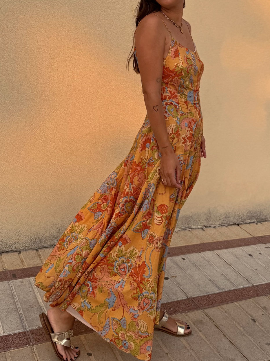 Flared Hem Floral Print Dress