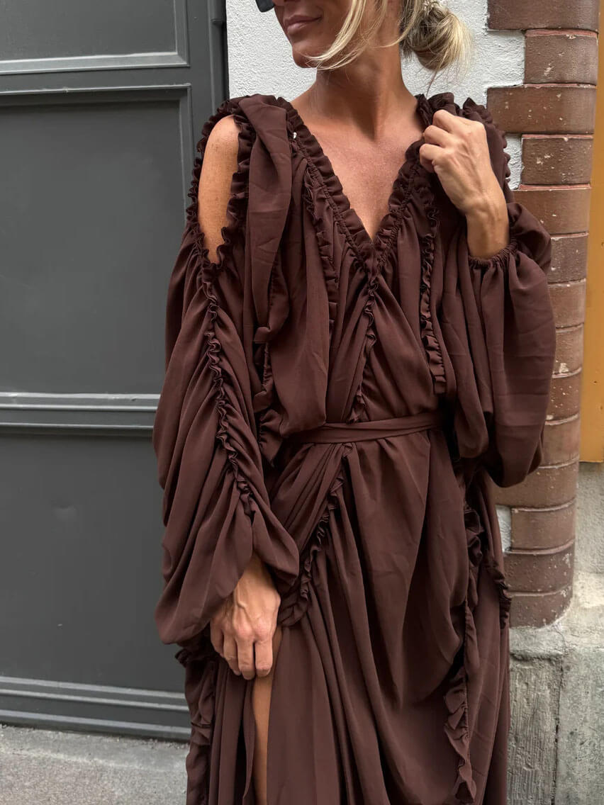 Retro Pleated Side Slit Dress