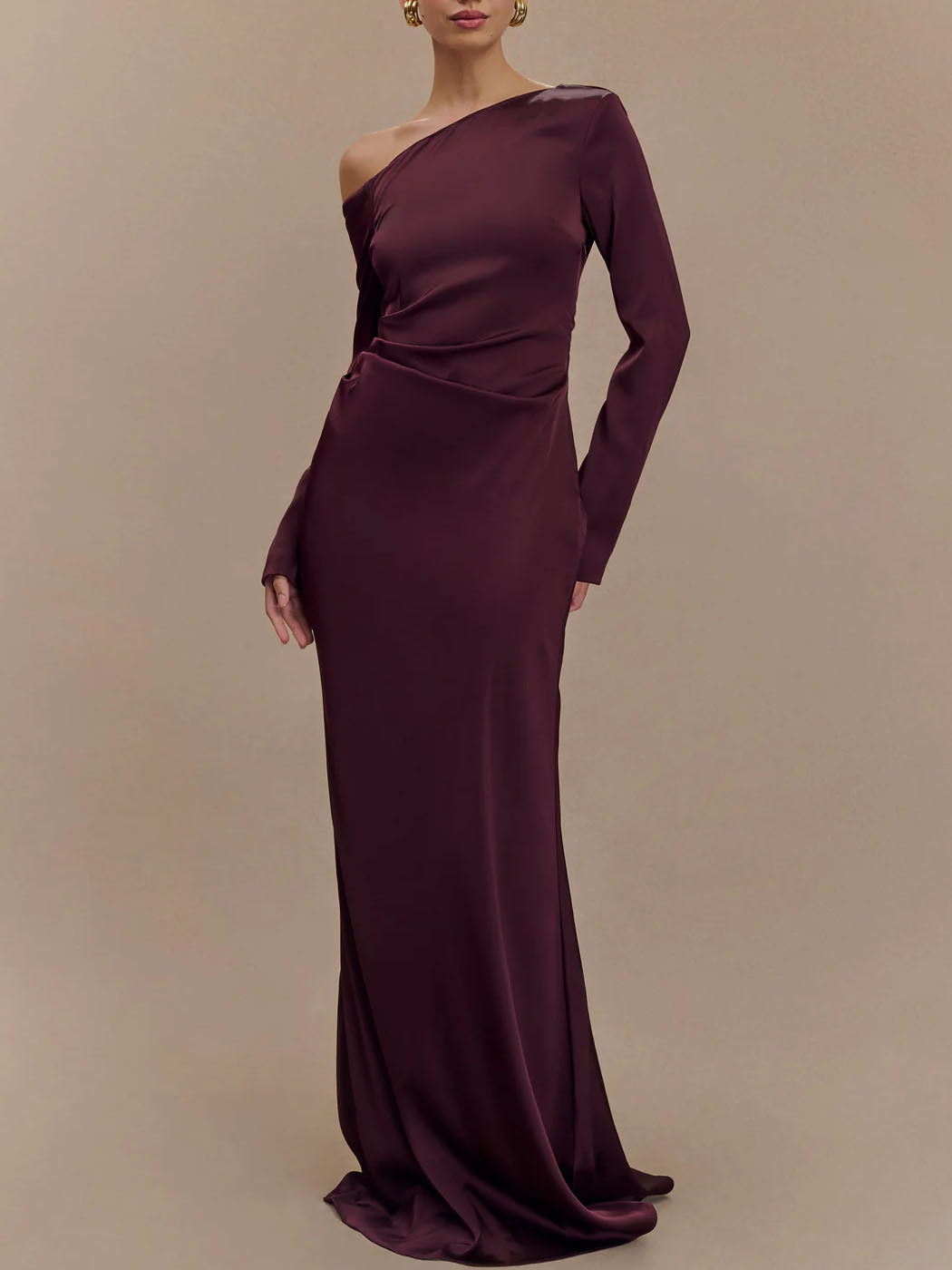 Long-Sleeved Asymmetrical Dropped Shoulder Dress