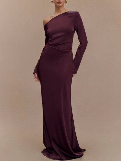 Long-Sleeved Asymmetrical Dropped Shoulder Dress