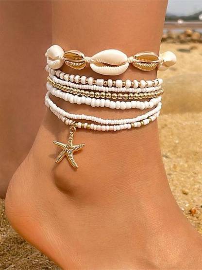 Shell And Starfish Element Anklet