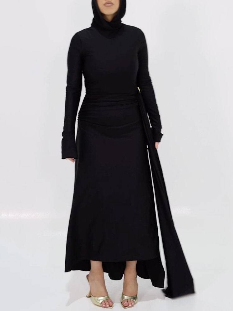 High Waist Ribbon Design Irregular Dress