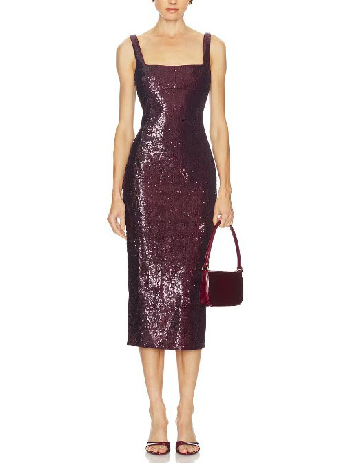 Shiny Sling Midi Dress