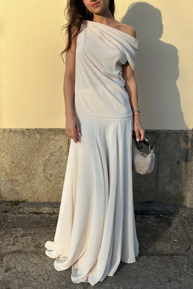 Off-shoulder Top And Fishtail Skirt Suit