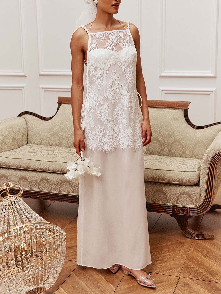 Elegant Lace Layered Overlay Maxi Dress