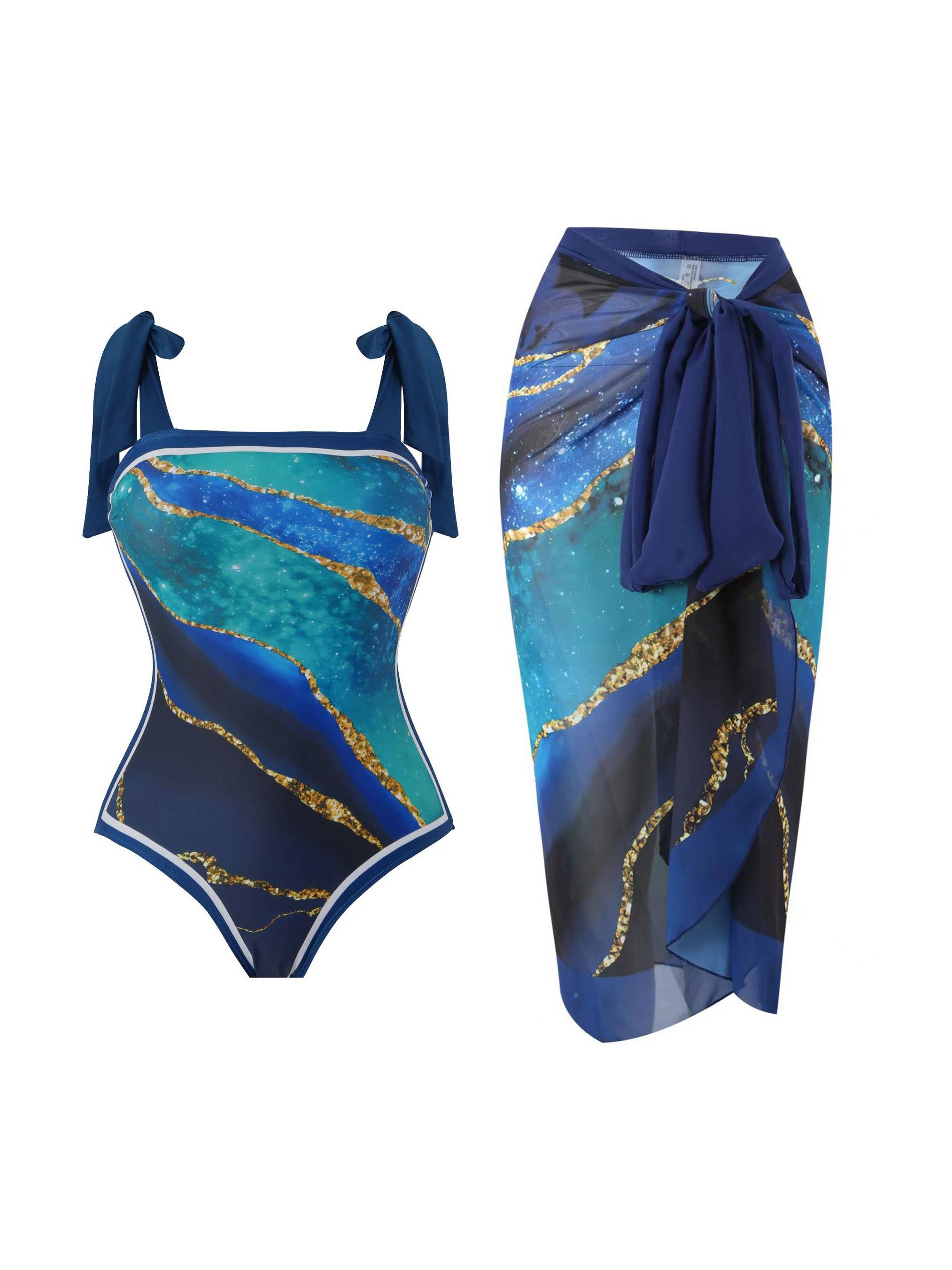 One Piece Swimsuit Chiffon Skirt Two-piece set