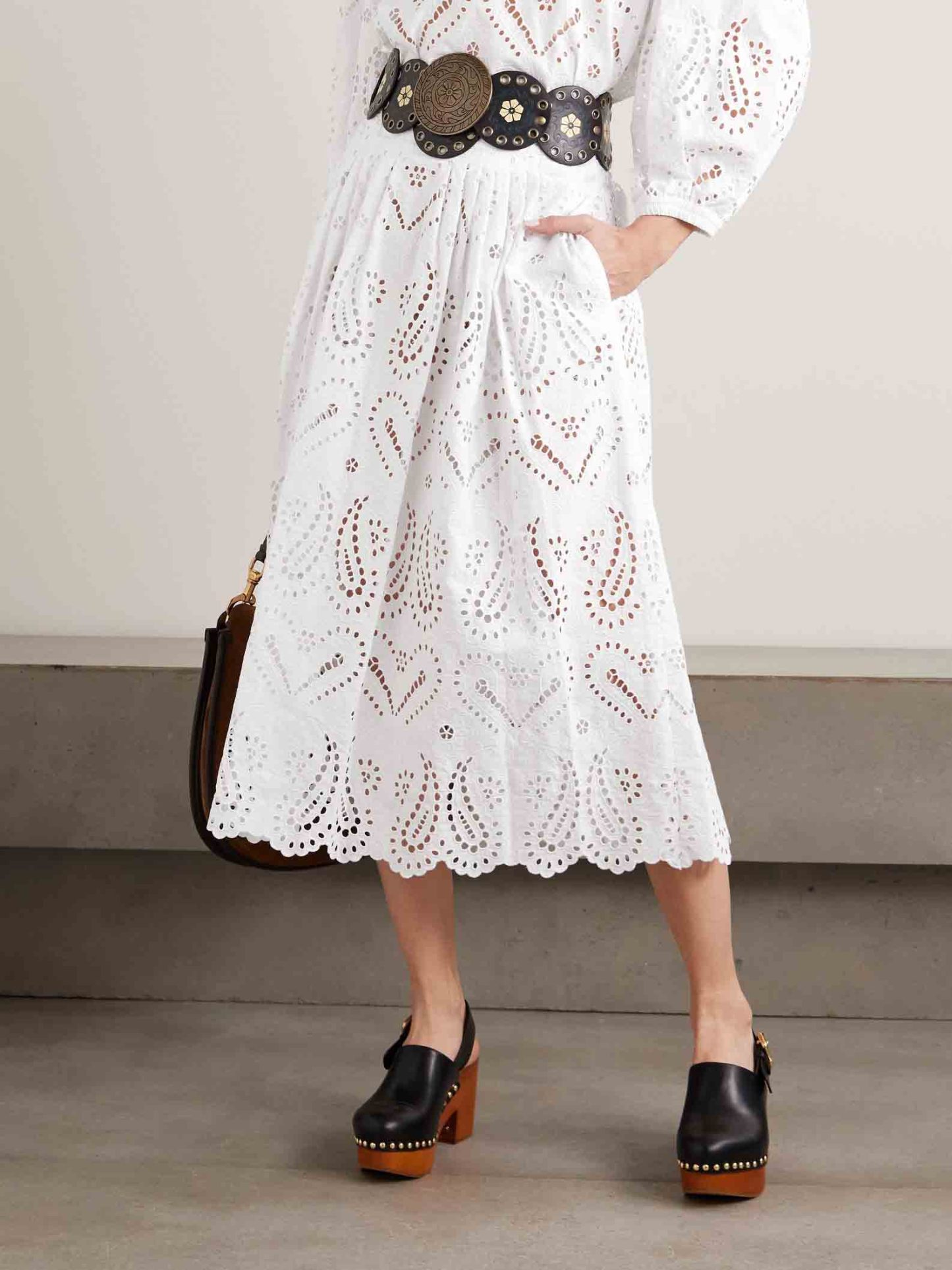 Elegant Cutout Embroidered Lace Skirt