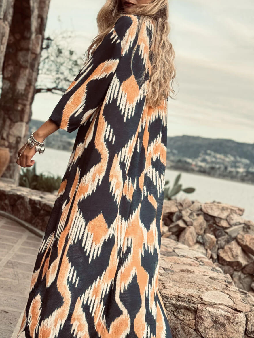 Contrast Color Vintage Dress