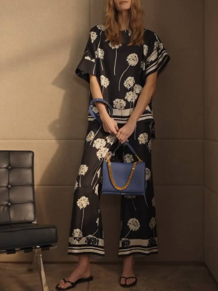 Short-sleeved Shirt And Wide-leg Pants Suit-Pants