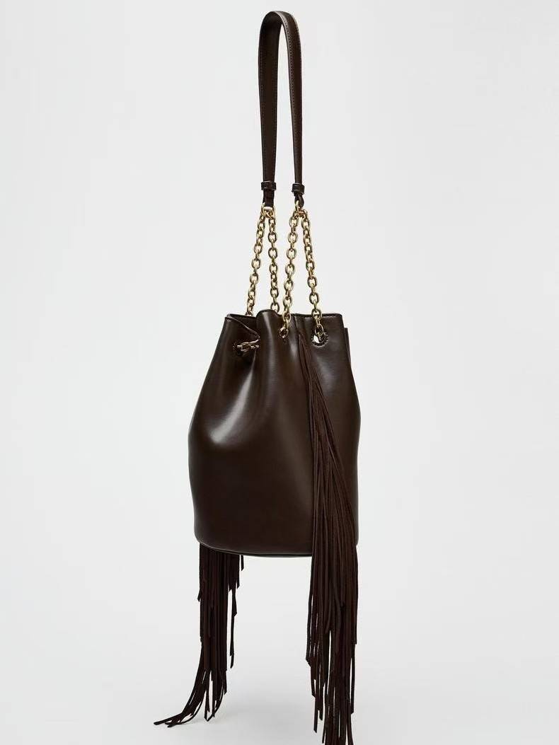 Tassel Design Bucket Bag Shoulder Bag