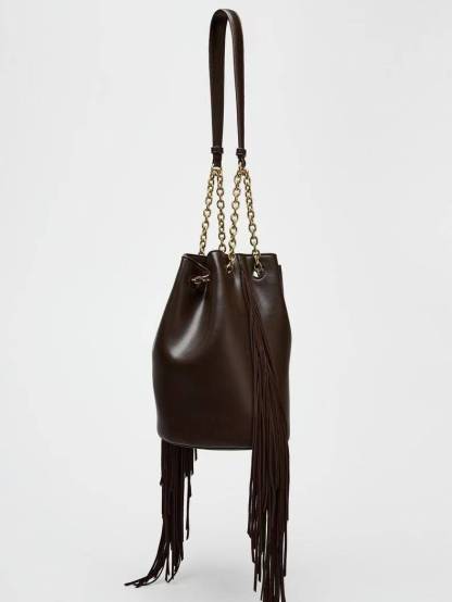 Tassel Design Bucket Bag Shoulder Bag