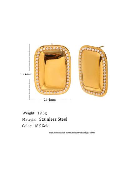 Vintage Pearl Decorated Square Earrings