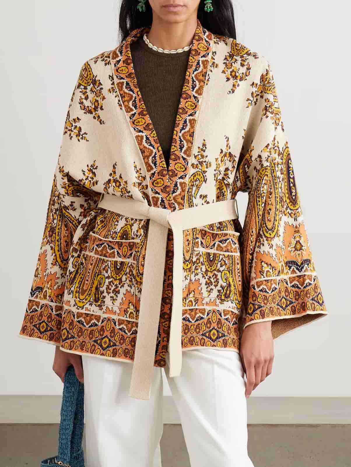 Retro Colorful Paisley Pattern Sweater Jacket