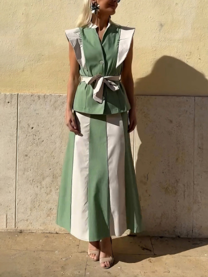 Casual Classic Contrast Color Two-piece Suit