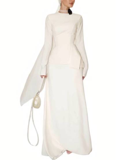 Waist Belt Design Shirt And Skirt Set