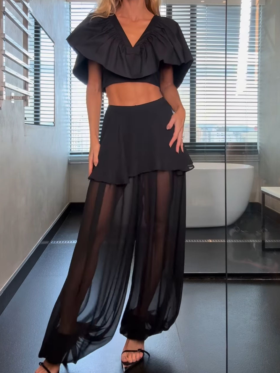 Black Bloomers With A Layered Skirt