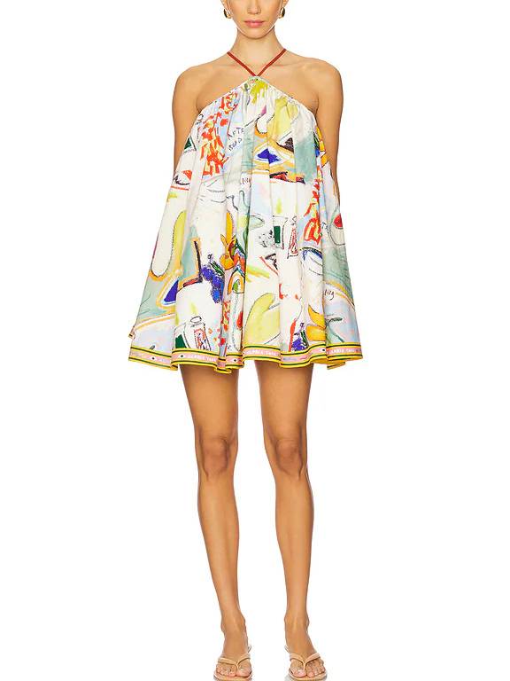 Halter Neck Printed Mini Dress