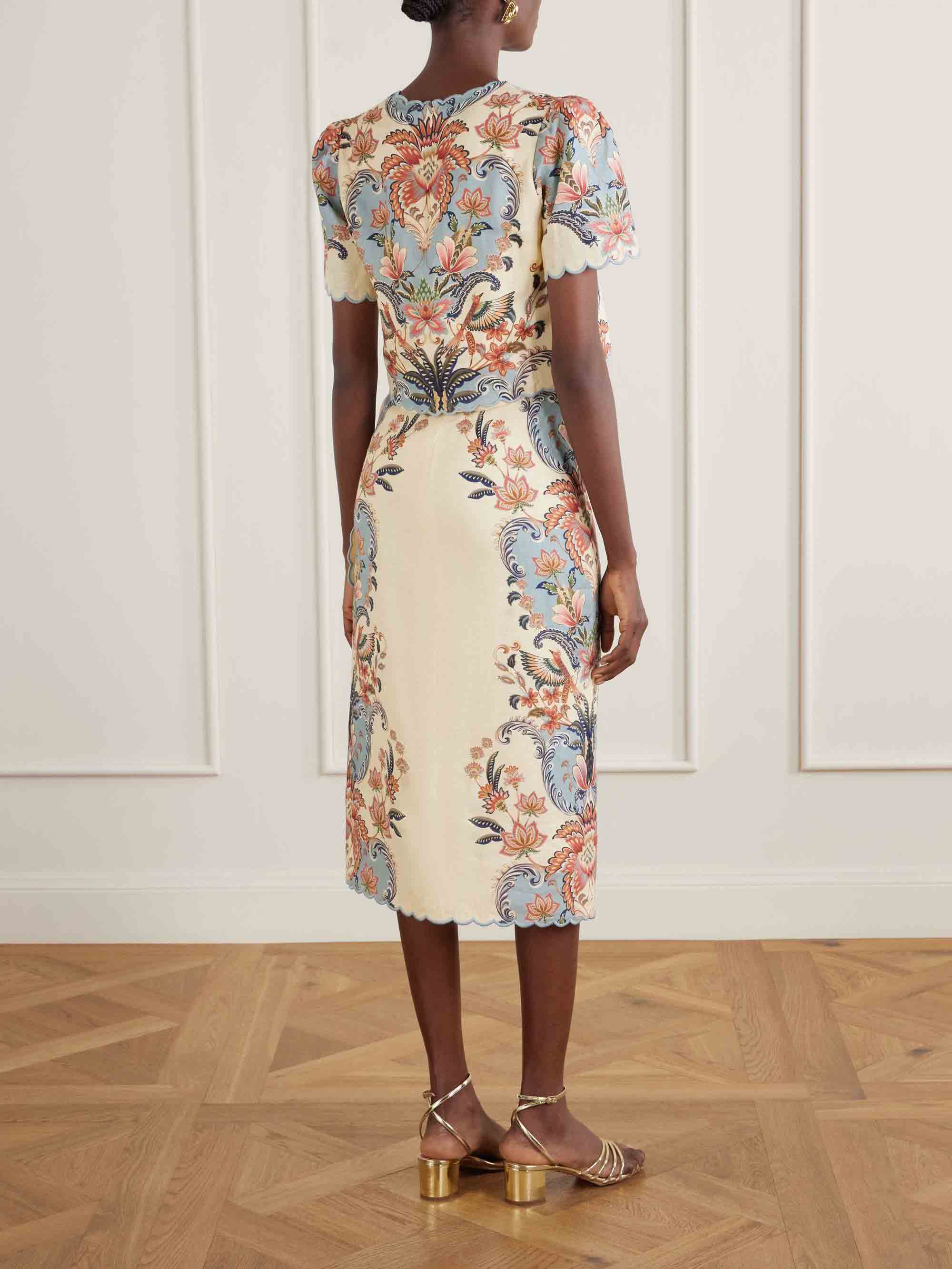 Casual Floral Print Crop Top & Wrap Tie Skirt Set