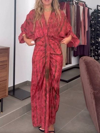 Kimono-Style Printed Dress