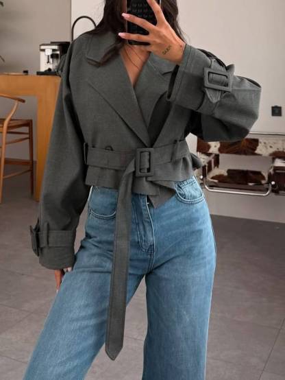 Short Belt Jacket Coat