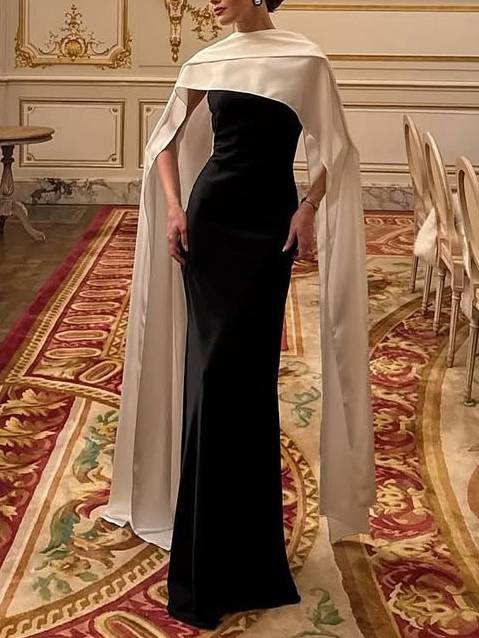 Unique Cape Design Maxi Dress