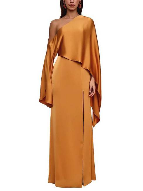 Off-Shoulder Asymmetric Slit Maxi Dress