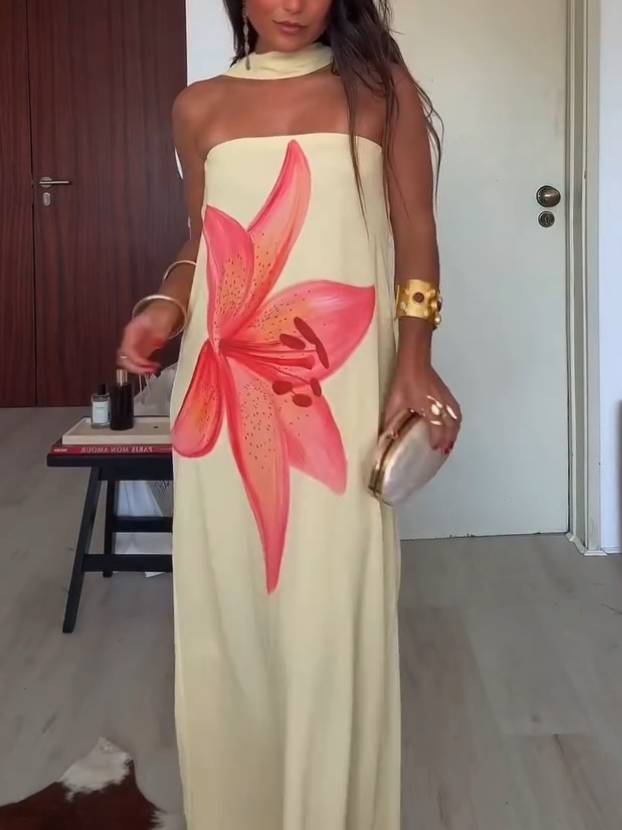 Scarf Print Sling Maxi Dress