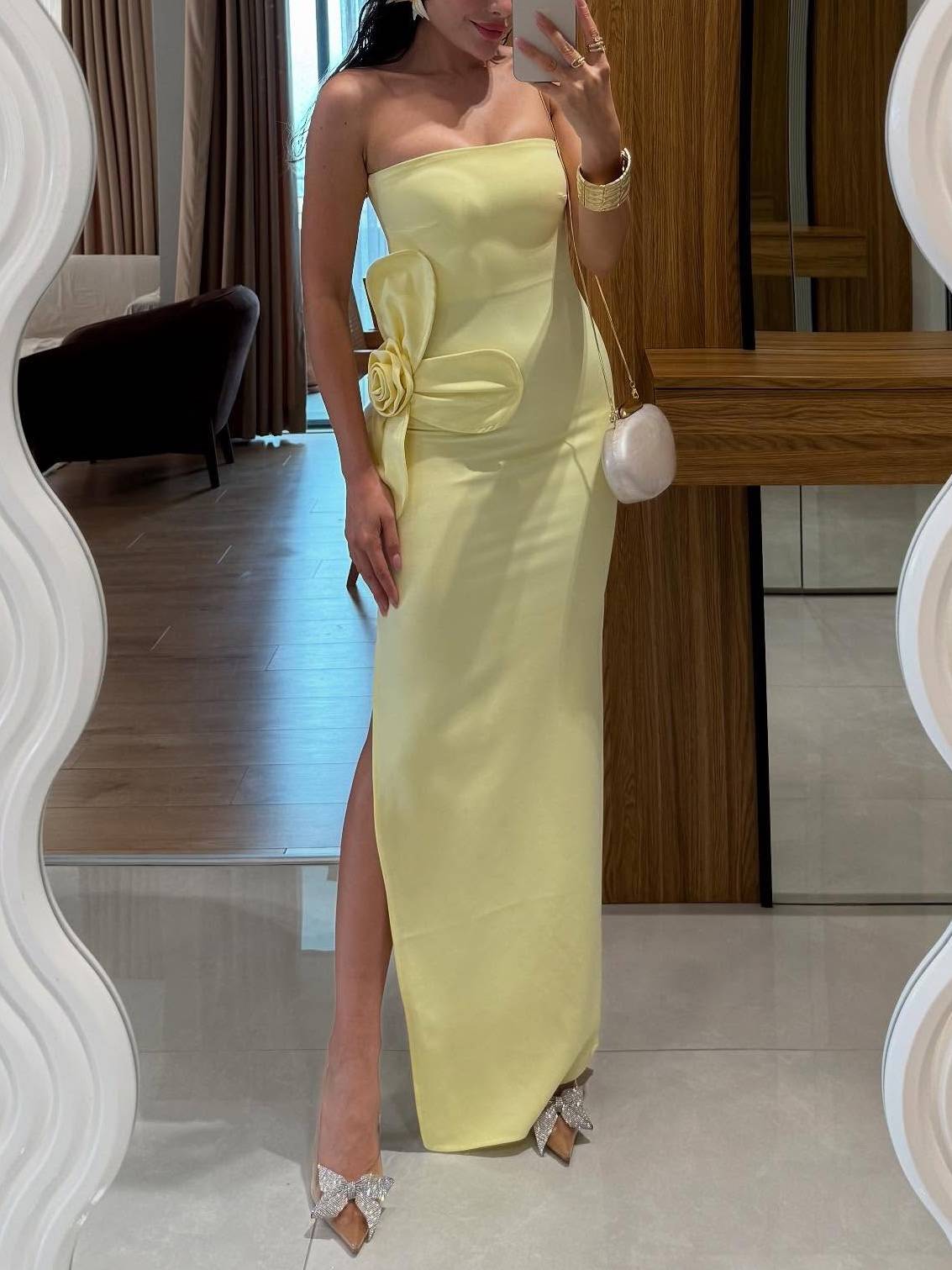 Three-dimensional Fower Tube Top Dress